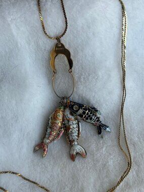VINTAGE MONET 1970's Koi Fish Pendant with Chain